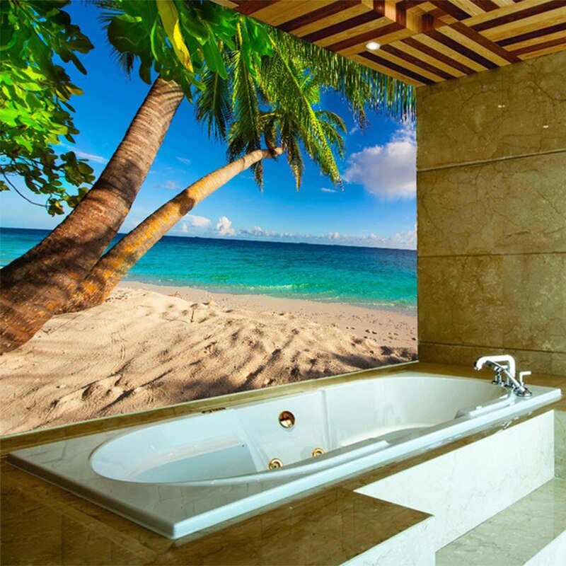 Ванная комната с пальмами