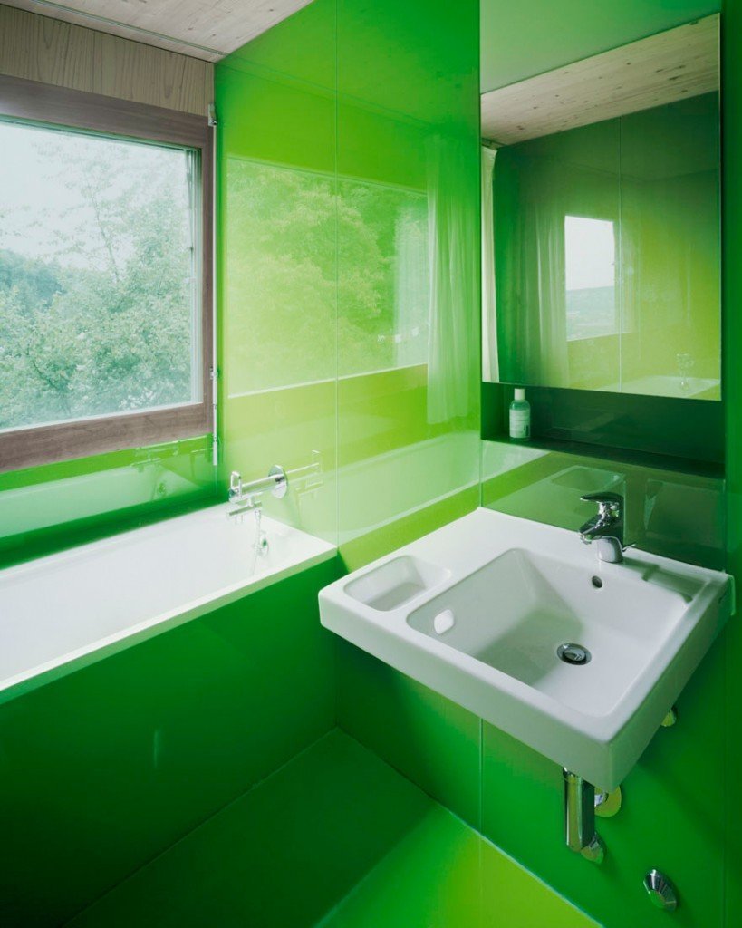 Дизайн ванной комнаты искусственный камень зеленая палитра