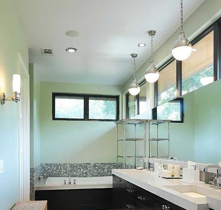 Потолочные светильники в ванной комнате дизайеы