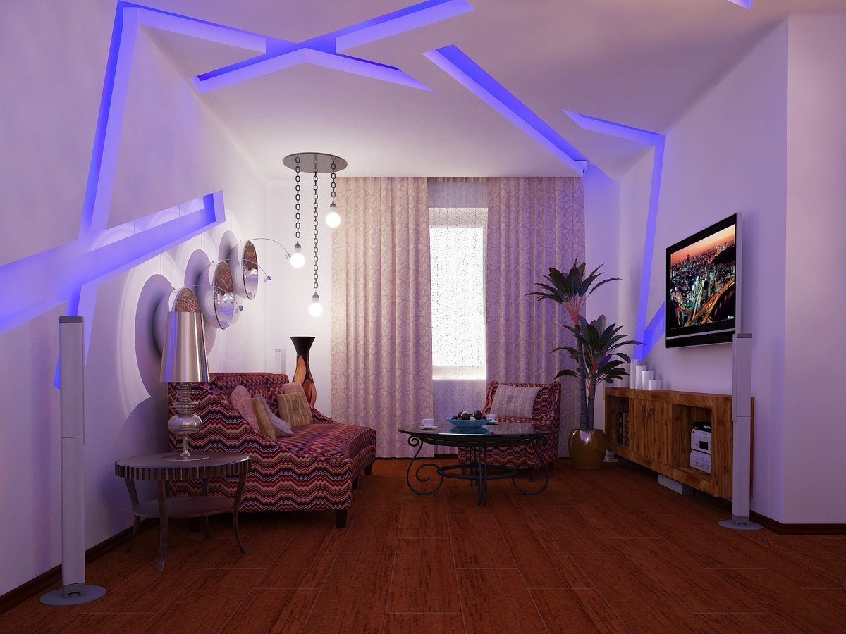 Светодиодная лампа в комнату. Светодиодная подсветка в комнате. Комната с подсветкой. Светодиодное освещение в комнате. Светодиодные ленты в интерьере квартиры.