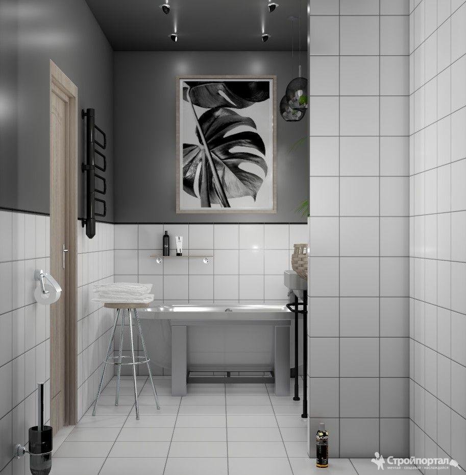 Стильная черно белая ванная комната