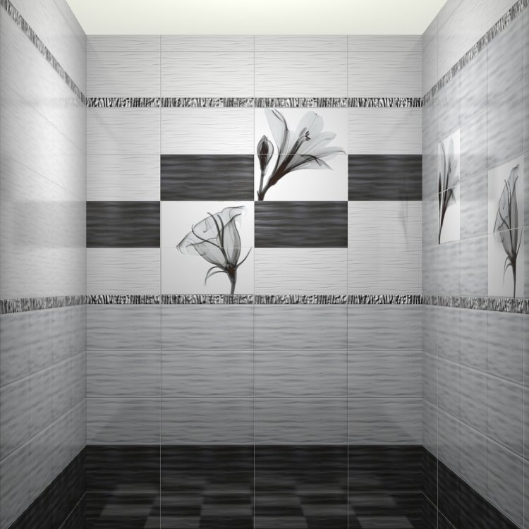 Интерьер ванной комнаты в черно белых тонах