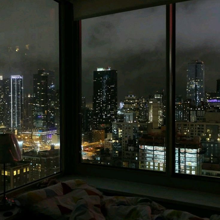 Вид ночного города из окна