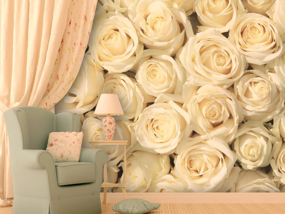 Фотообои розы в интерьере гостиной фото