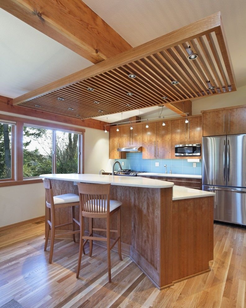 Потолок на кухне в деревянном доме (83 фото)