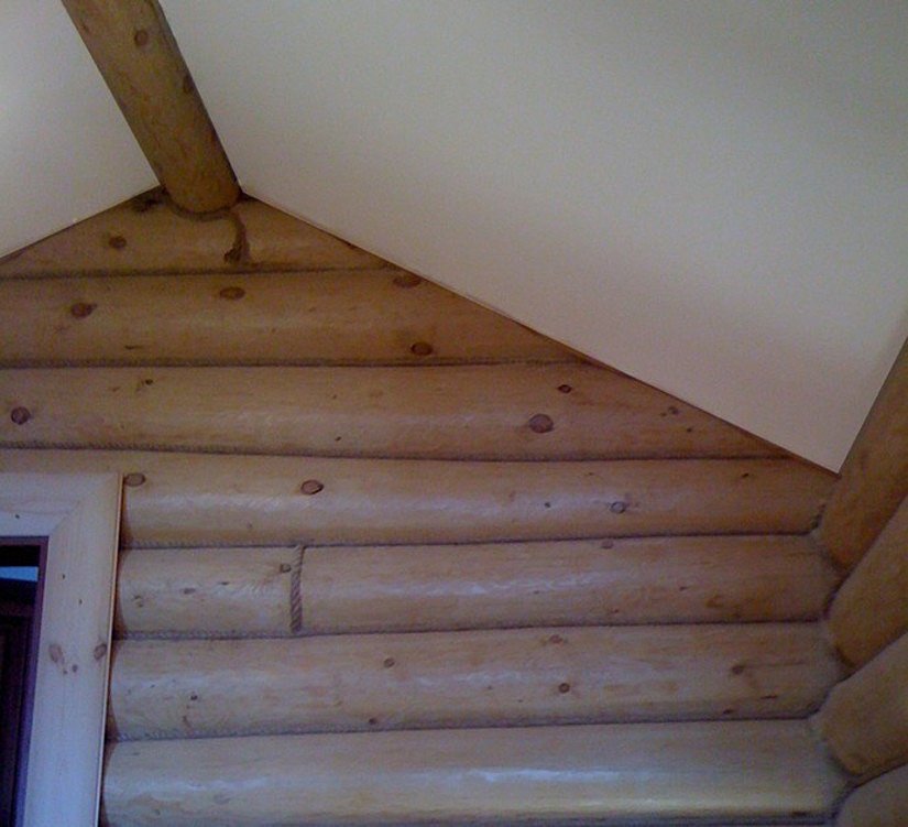 Потолок в доме из бревна (58 фото)