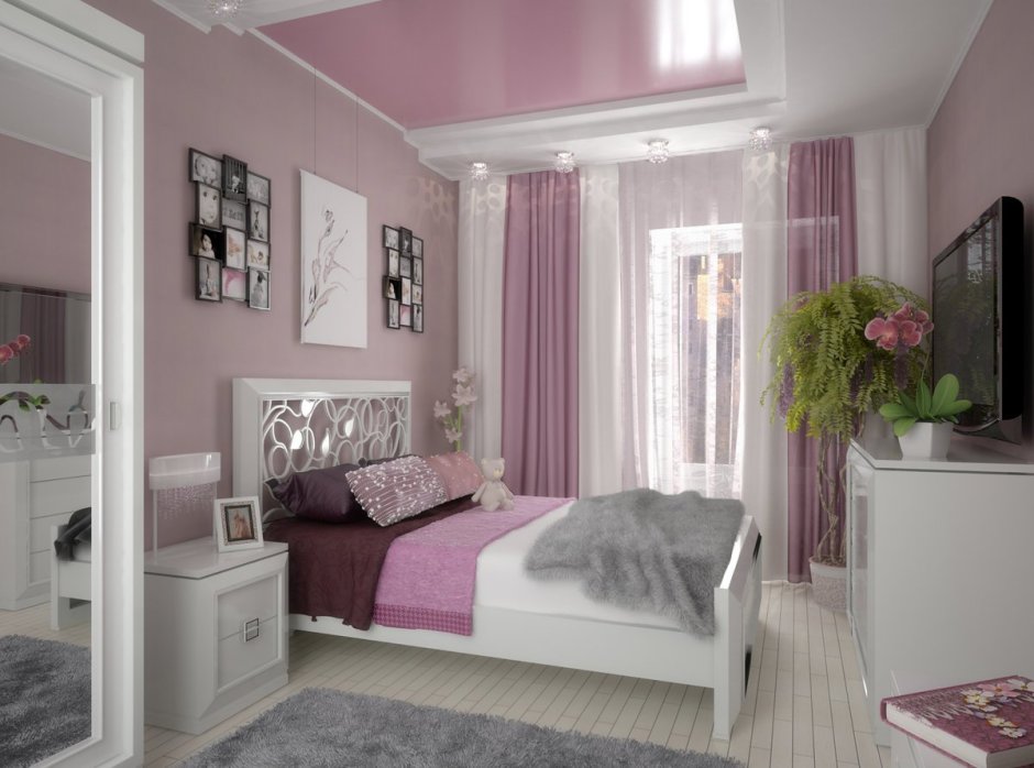 Бежево розовая спальня