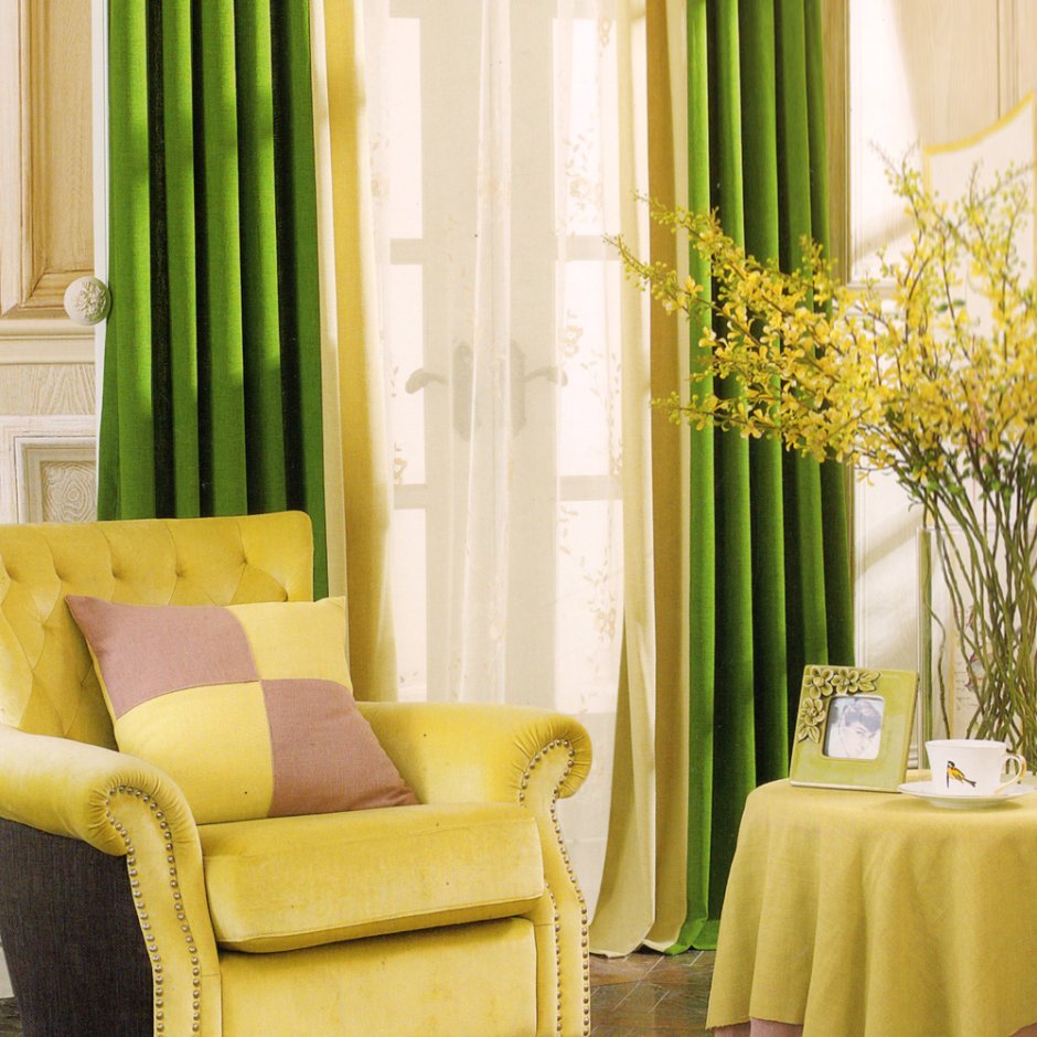 Желто зеленые шторы