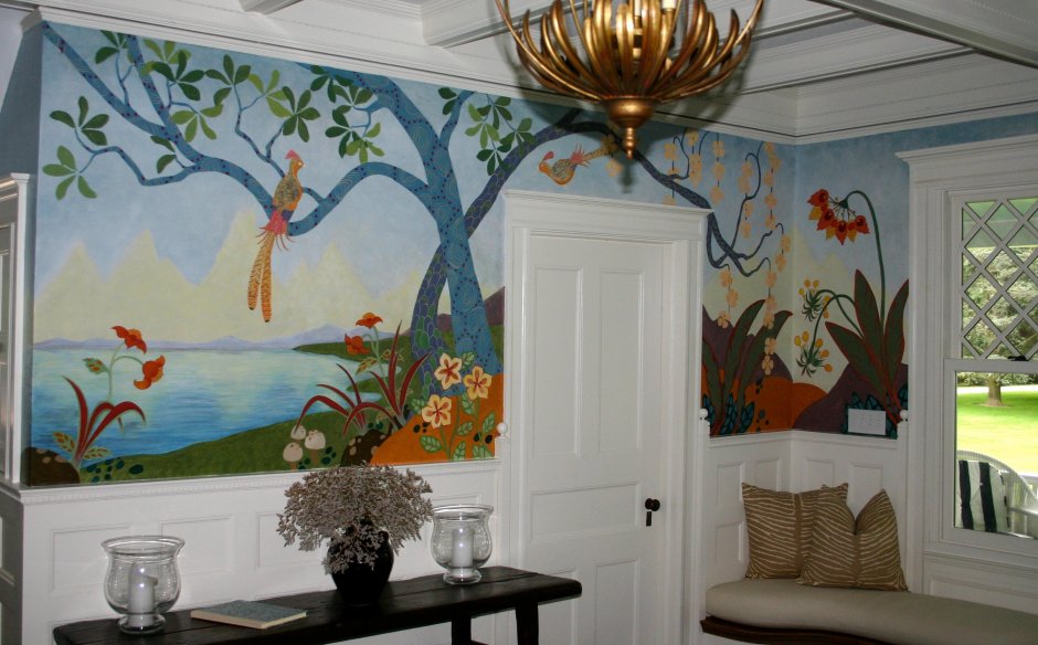 Роспись стен в интерьере в декоративном стиле