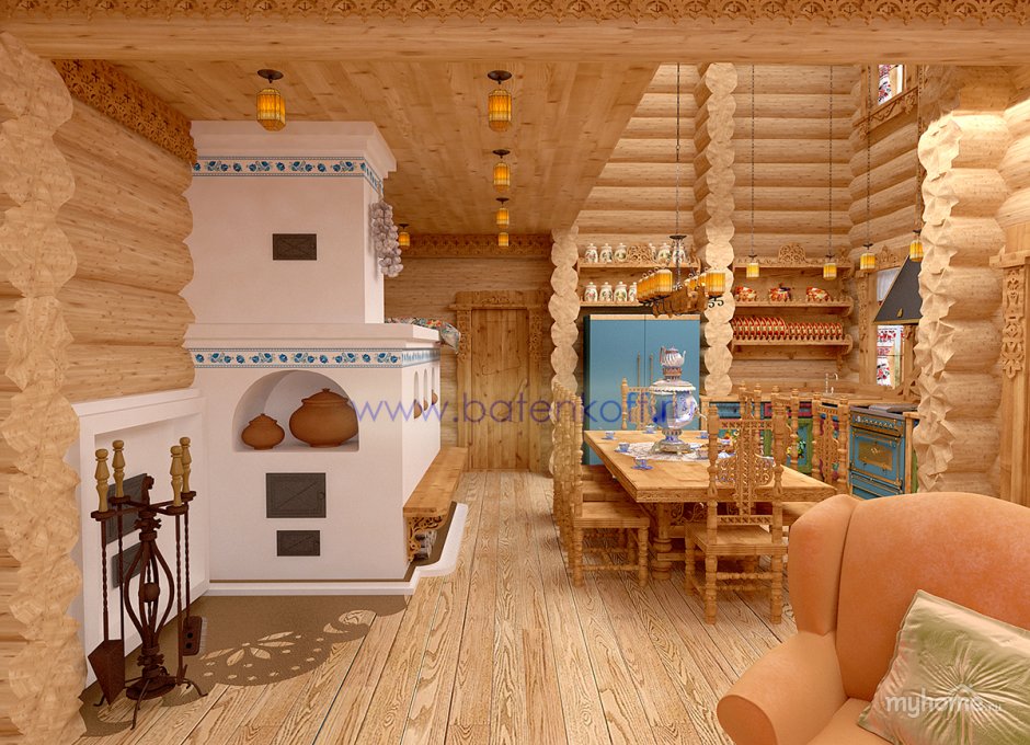 Баня в русском стиле роспись