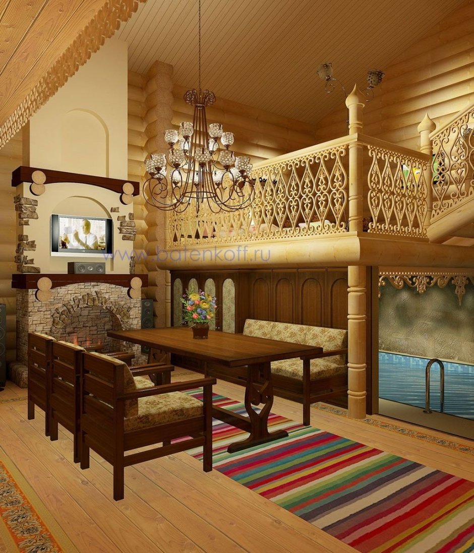 Интерьер деревянной избушки