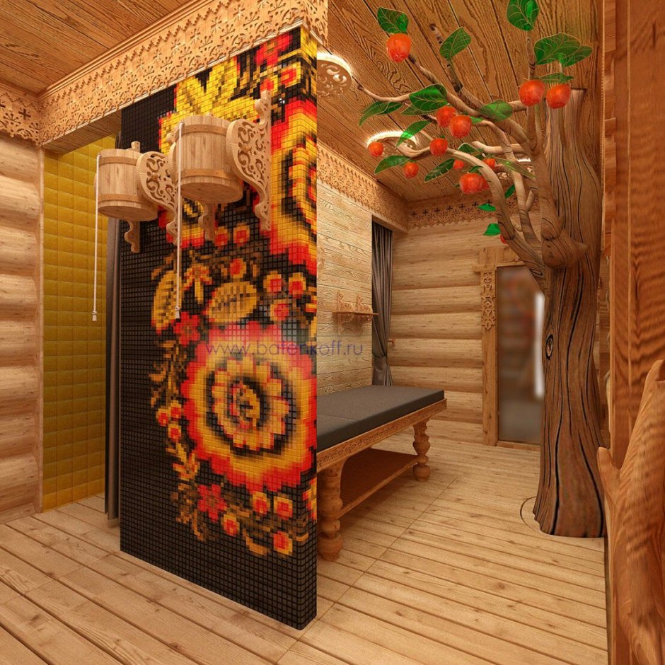 Предбанник в деревенском стиле