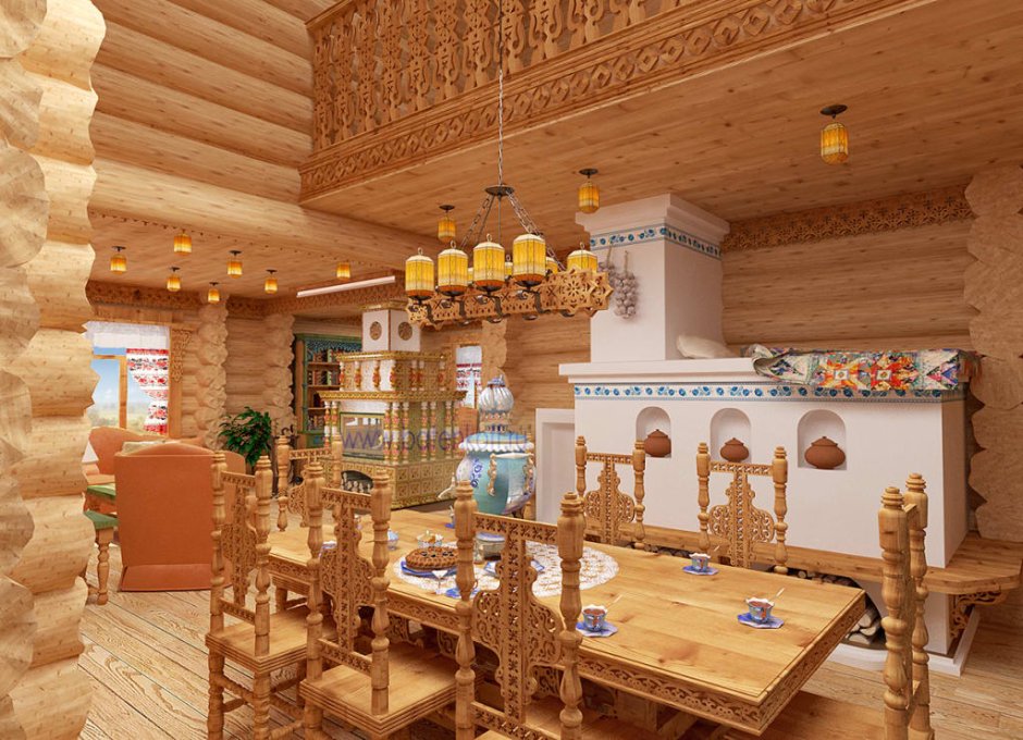 Отделка бани в русском стиле