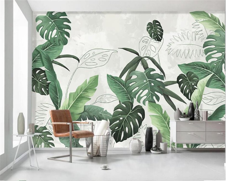 Пальмовые листья на стене
