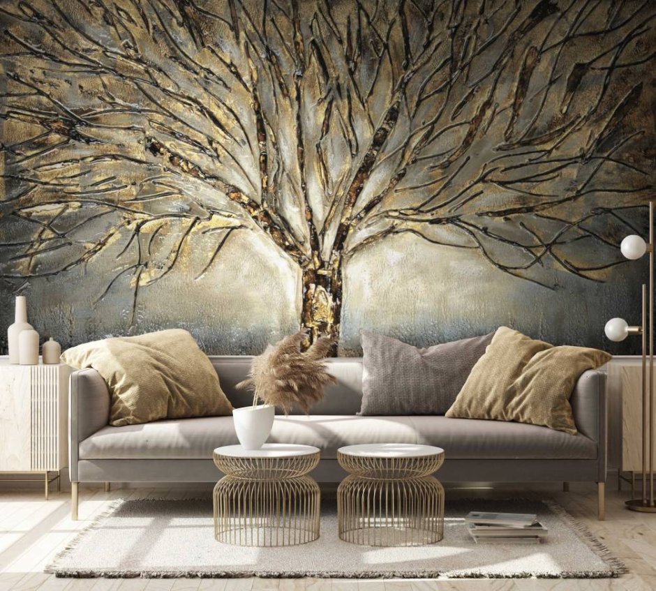 Фреска деревья в интерьере (69 фото)