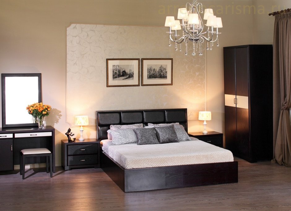 Спальня с мебелью цвета венге