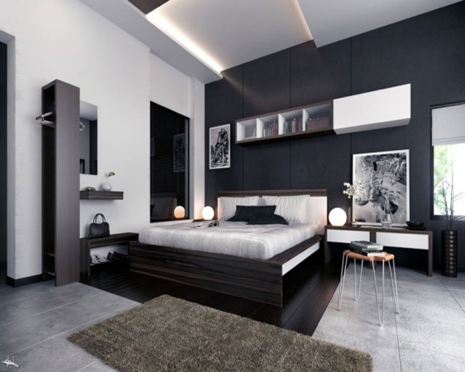 Черные спальни в современном стиле