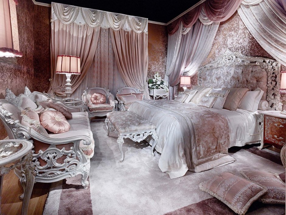 Шикарная спальня с мехом