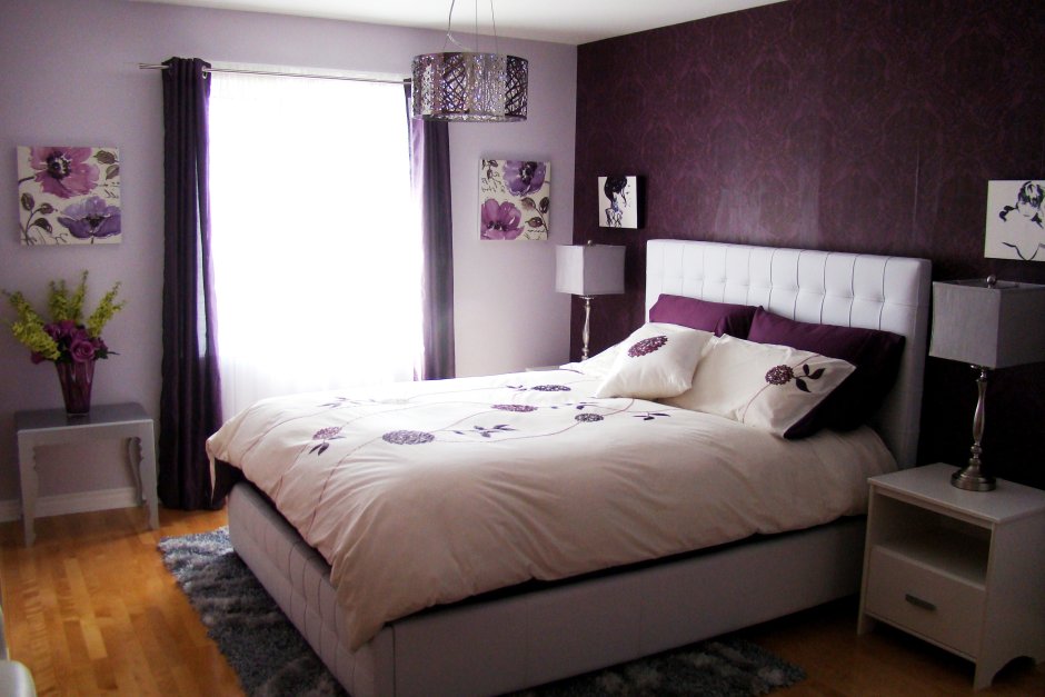 Спальня в темно фиолетовом цвете