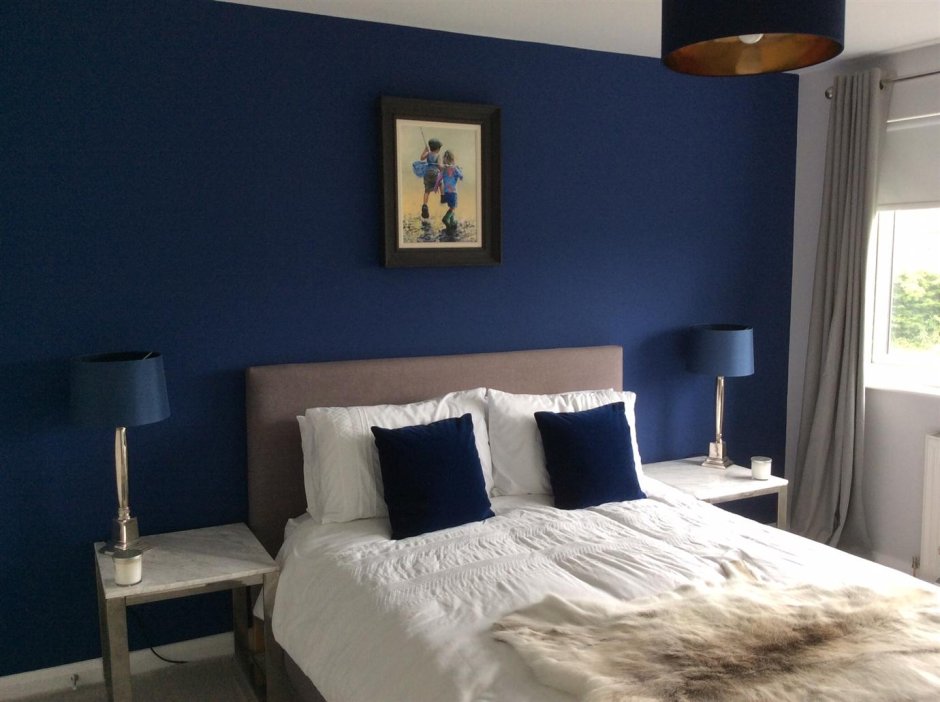 Спальня в стиле арт деко в синих тонах