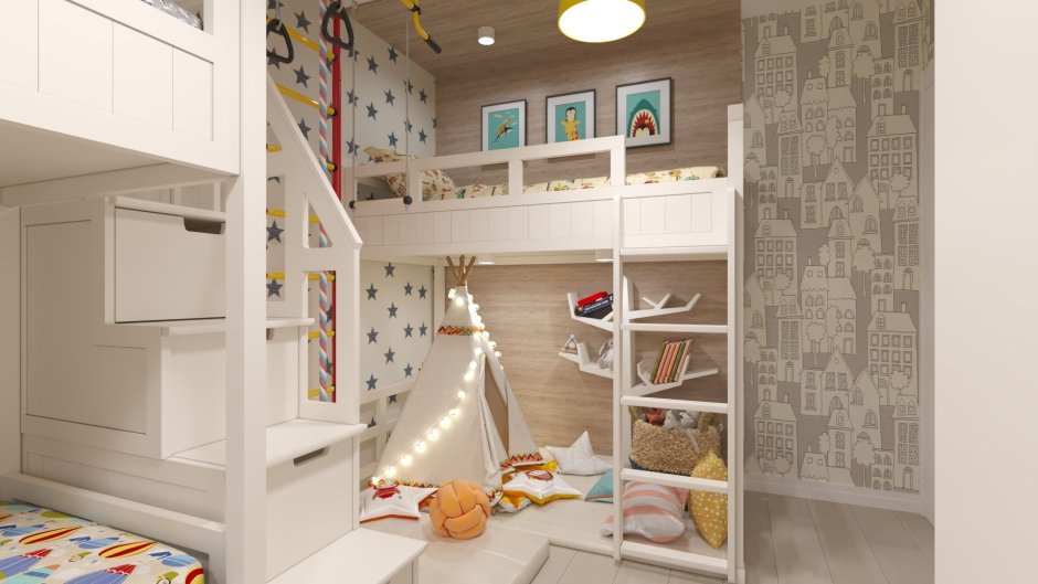 Интерьер детской комнаты для двоих детей
