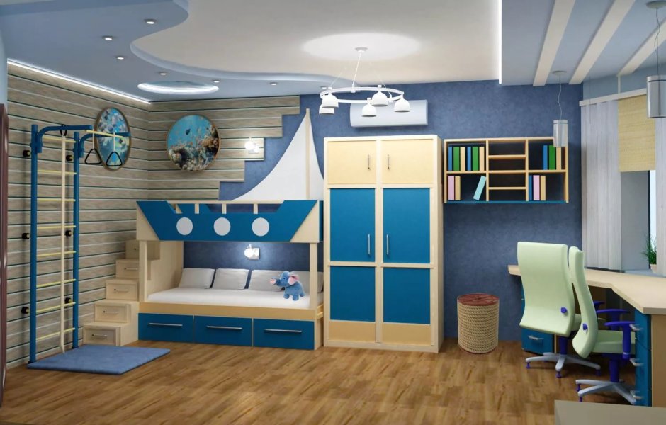 Детская игровая комната в морском стиле день рождения
