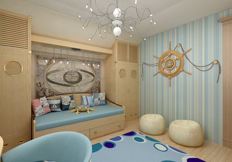 Интерьер детской комнаты в морском стиле