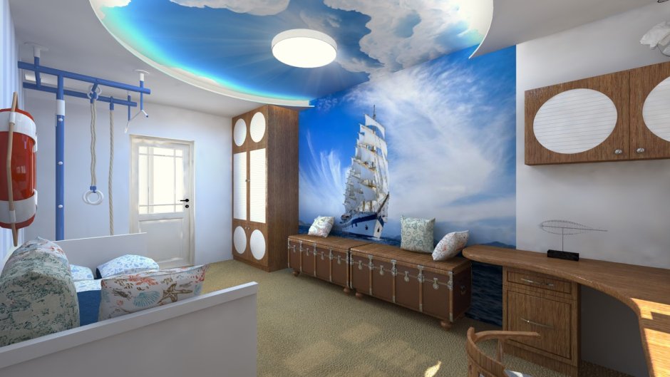 Комната в морском стиле для подростка