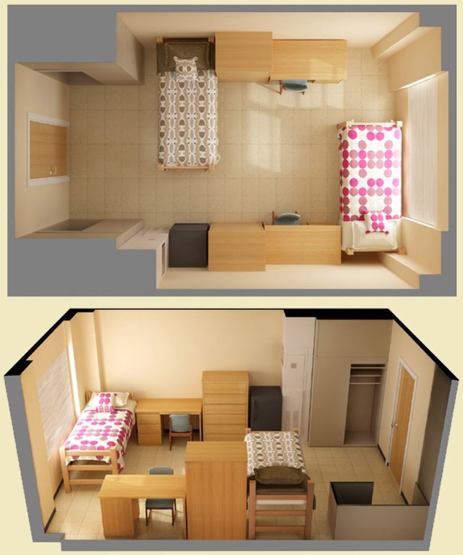 Планировка комнаты в общежитии