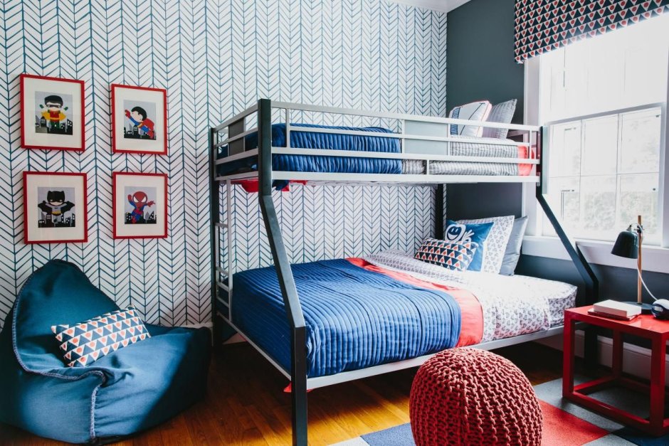 Подростковая комната для мальчиков с 2 кроватями