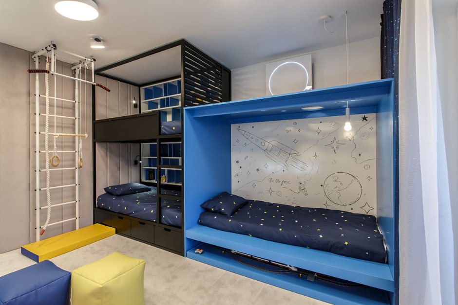 Комната для мальчиков с двухъярусной кроватью
