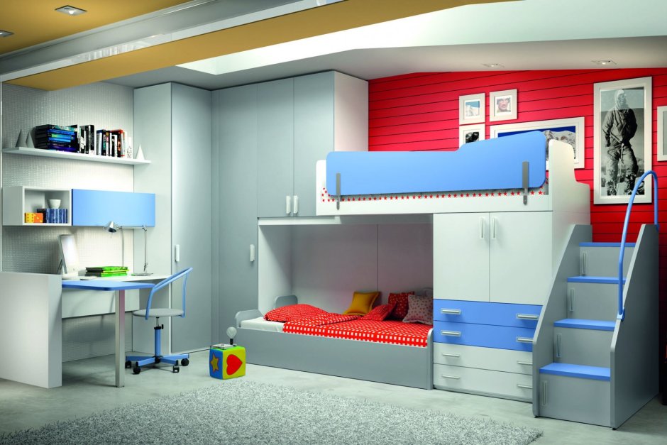 Детская комната с двухъярусной кроватью