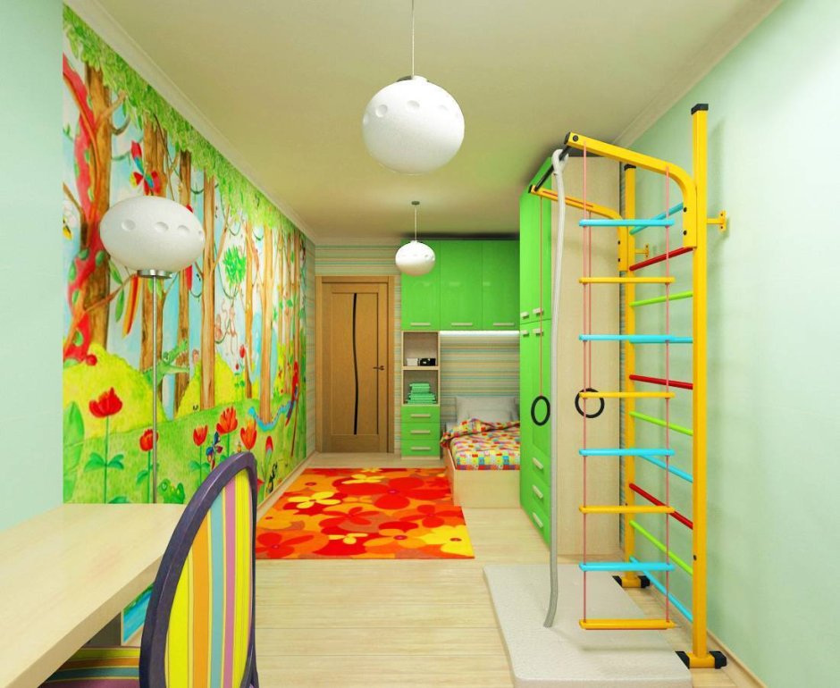 Детская комната узкая и длинная