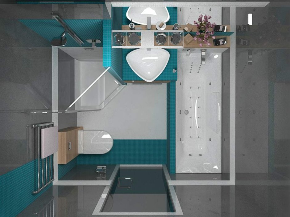 Ванная комната с душевой планировка 6м2