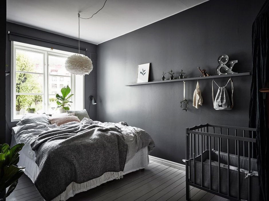 Объемный интерьер комнаты серый