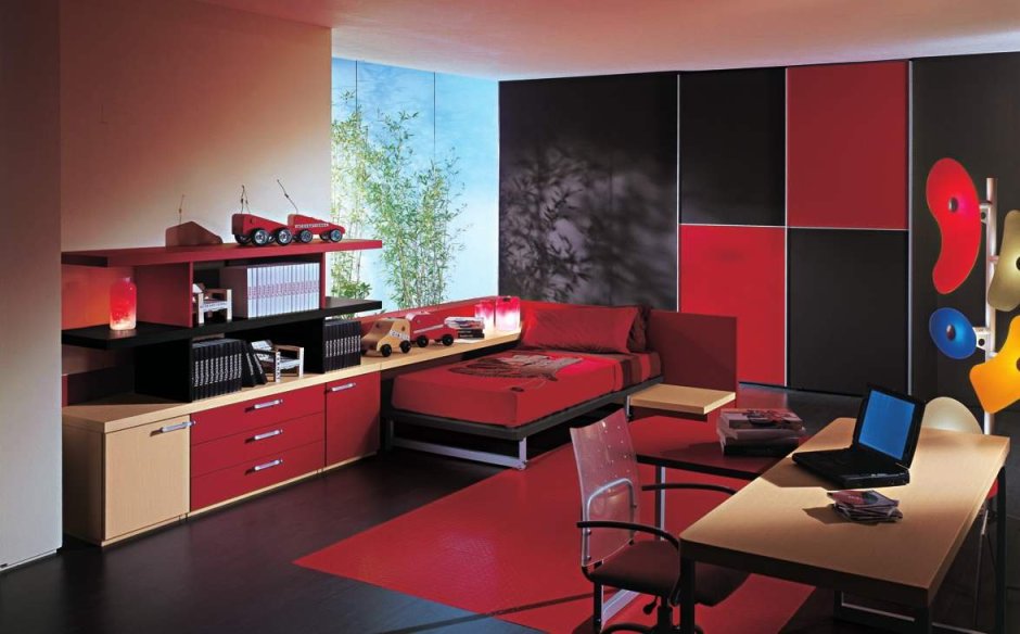 Гостиная в черно Красном стиле