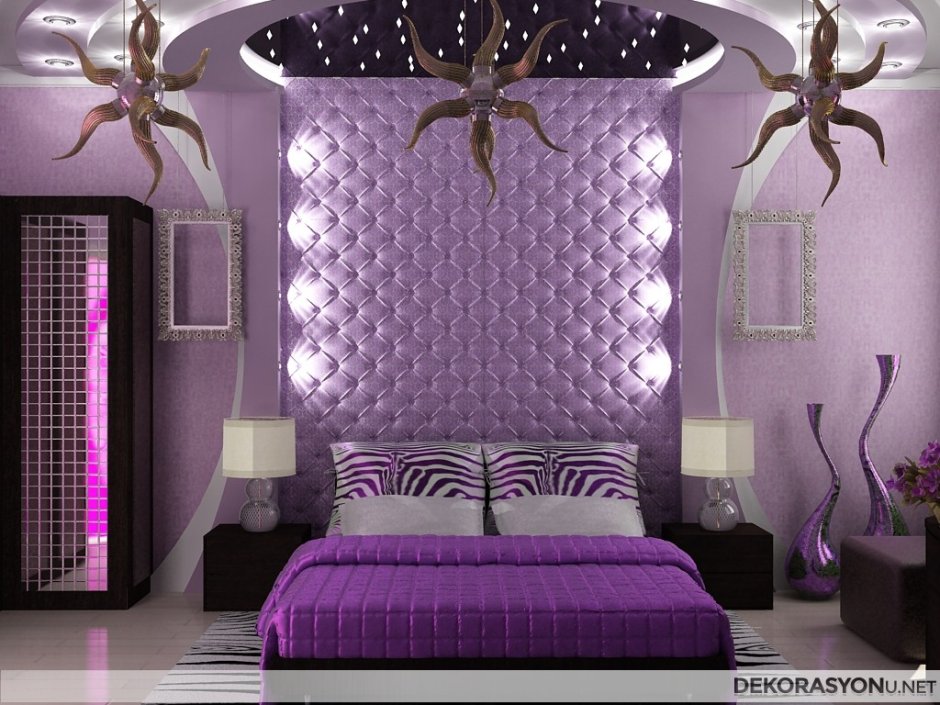 Комната в темно фиолетовых тонах