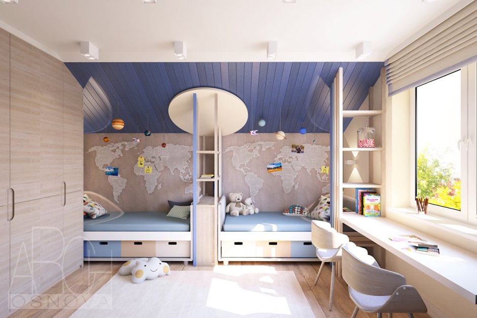 Детские комнаты для девочек двойняшек