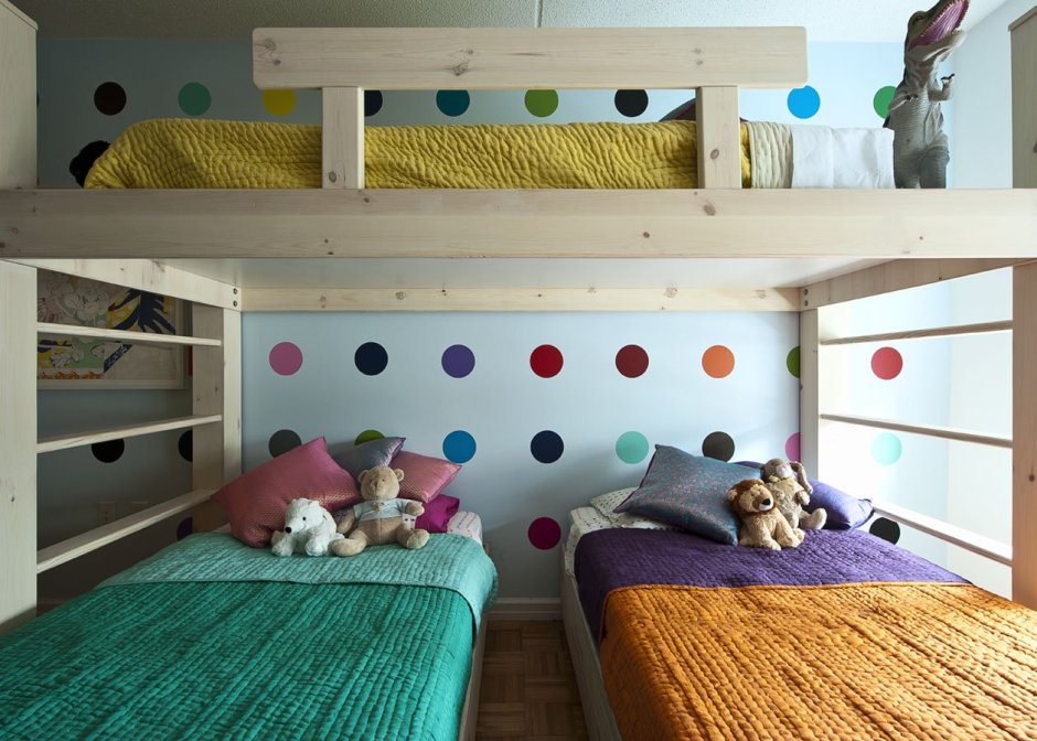 Детская для двоих разнополых с двухъярусной кроватью 20 кв.м