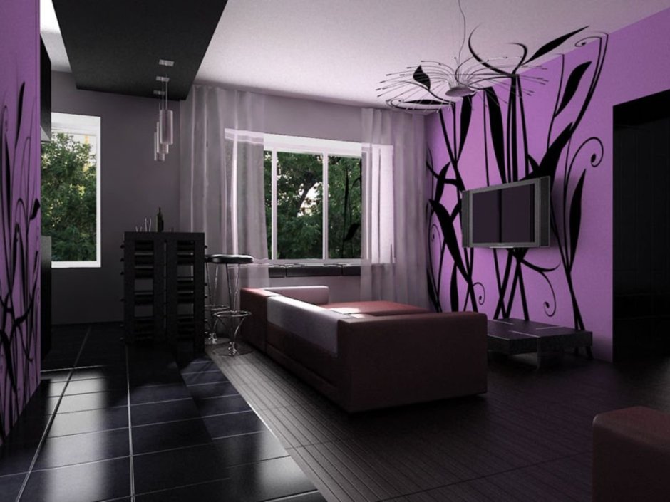 Маленькая спальня в фиолетовых тонах