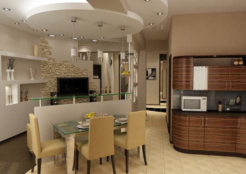 Дизайн зал с кухней вместе фото