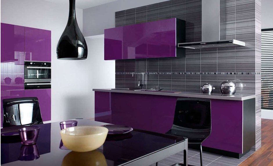 Фиолетовая кухня (75 фото)