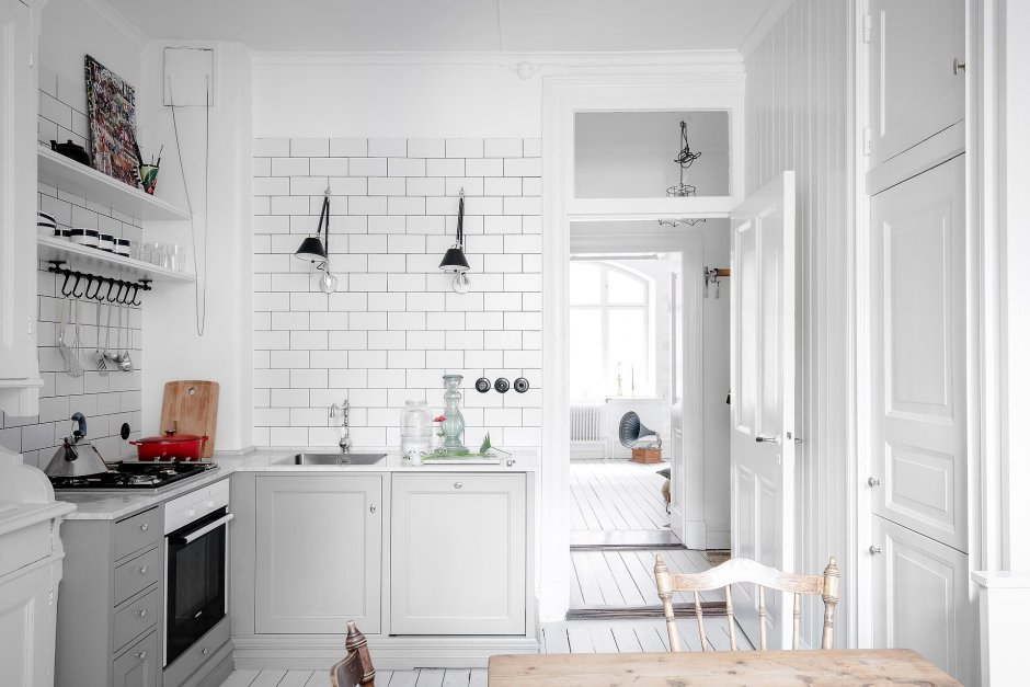 Маленькая кухня-гостиная в скандинавском стиле