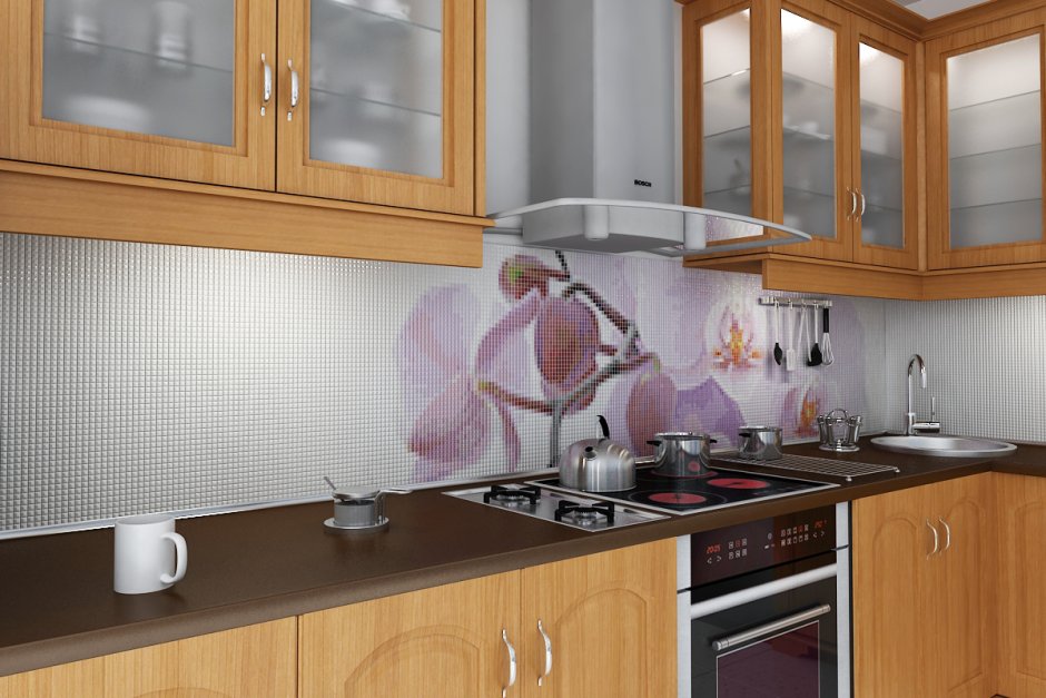 Плитка для кухни фартук с орхидеями