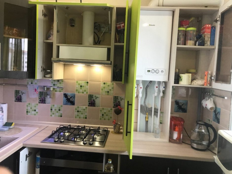 Кухни в хрущевке с газовой колонкой