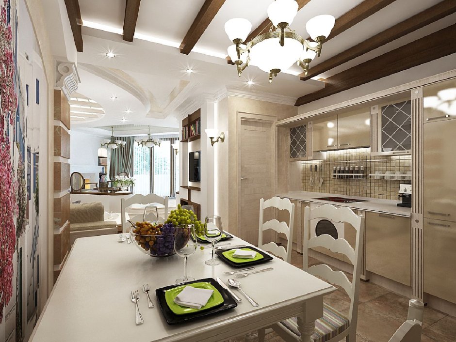 Белая кухня в средиземноморском стиле