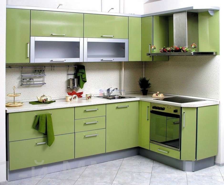 Кухня олива зеленая