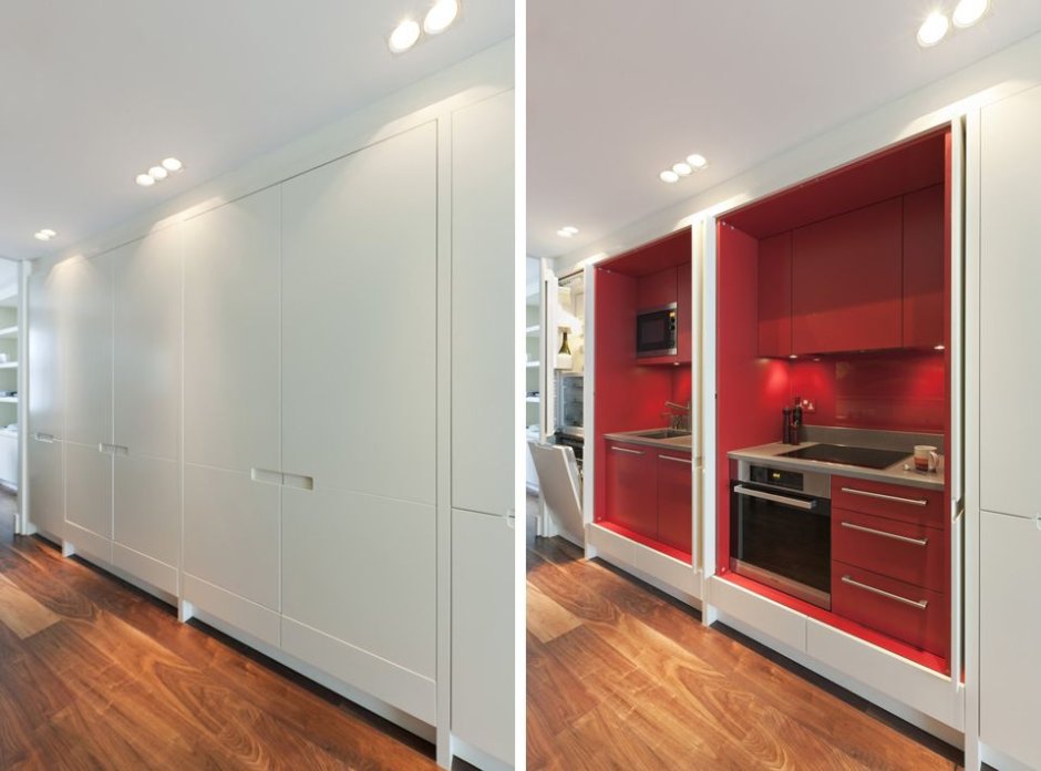 Кухонный гарнитур с раздвижными дверцами