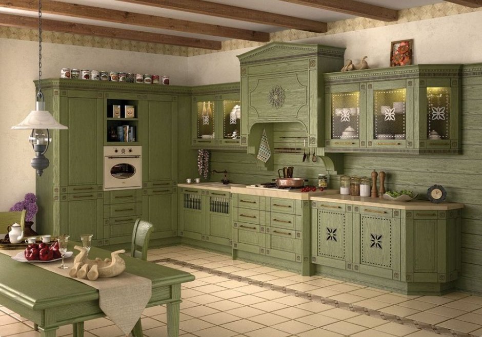 Кухня болотного цвета
