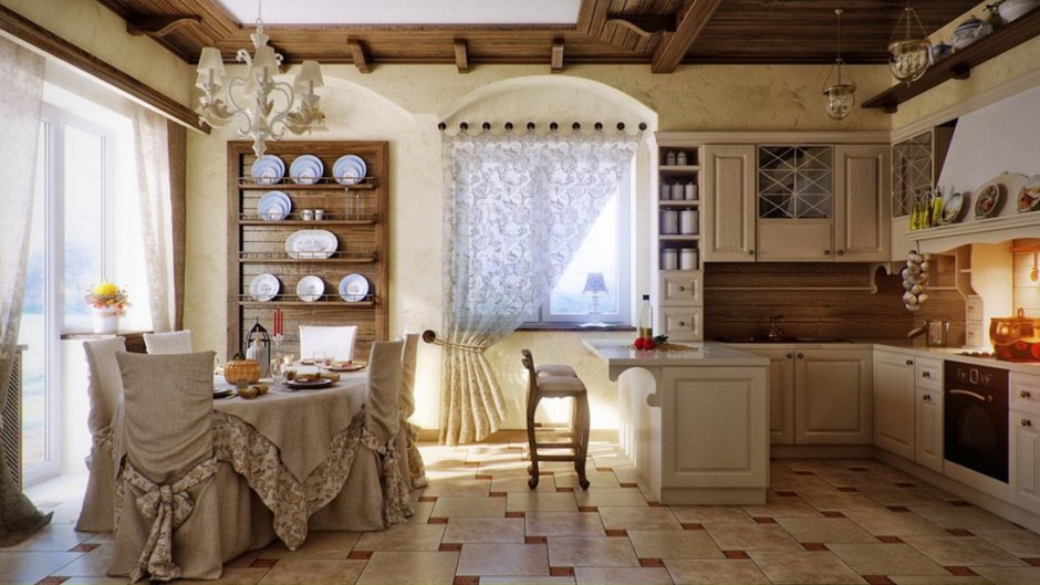 Кухонные занавески в деревенском стиле (65 фото)